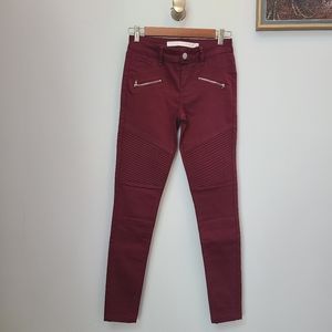 Burgundy Moto-Style Pants NWOT